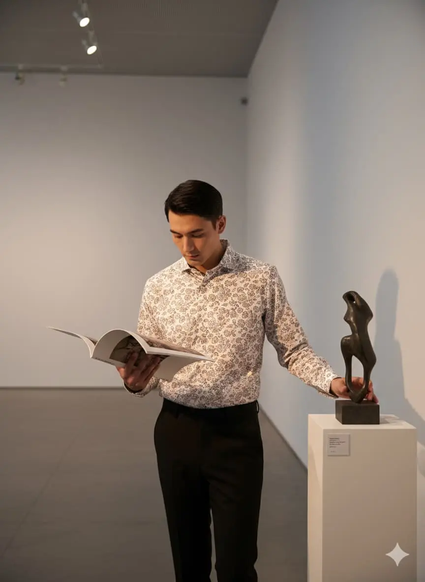 D036 fabric demonstrating fine line-art printing capabilities for high-end intellectual apparel